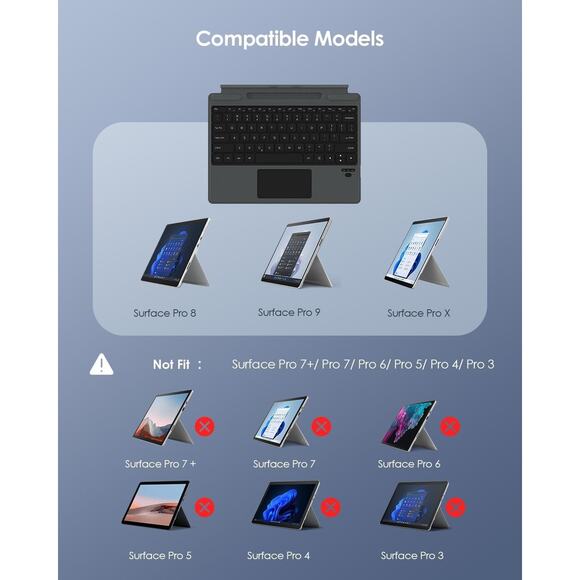 Surface Pro 8/9, ProX Keyboard, Detachable Wireless Bluetooth - Picture 3 of 8